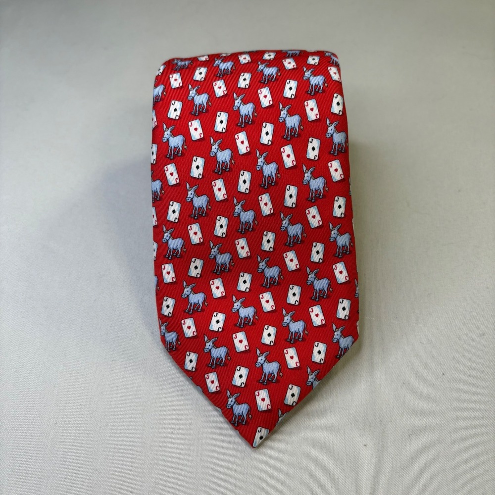 Vineyard Vines Red Donkey Poker Cards 100% Imported Silk Men's Tie